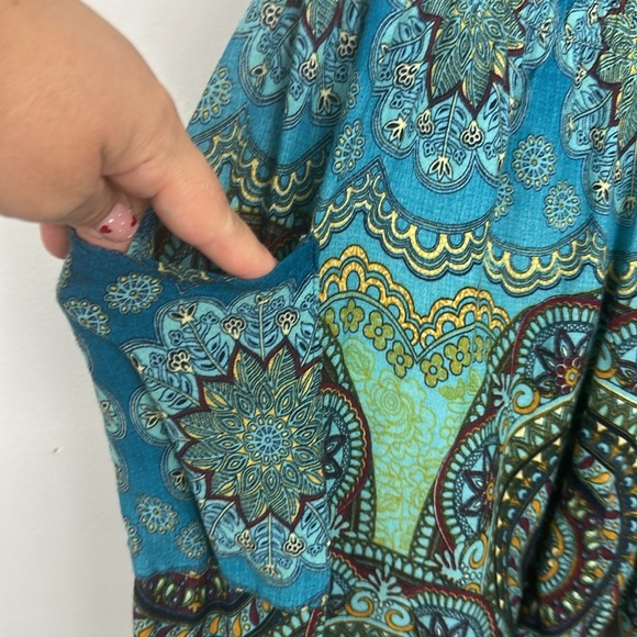 Blue Mandala Boho Smocked Waist Harem Pants Sz L/XL - Picture 8 of 12